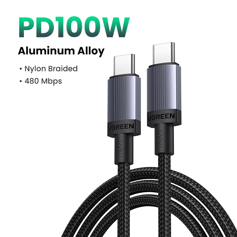 UGREEN 100W USB-C to USB-C Fast Charging Cable (PD 5A, E-Marker)MacBook iPhone17 16 iPad Samsung