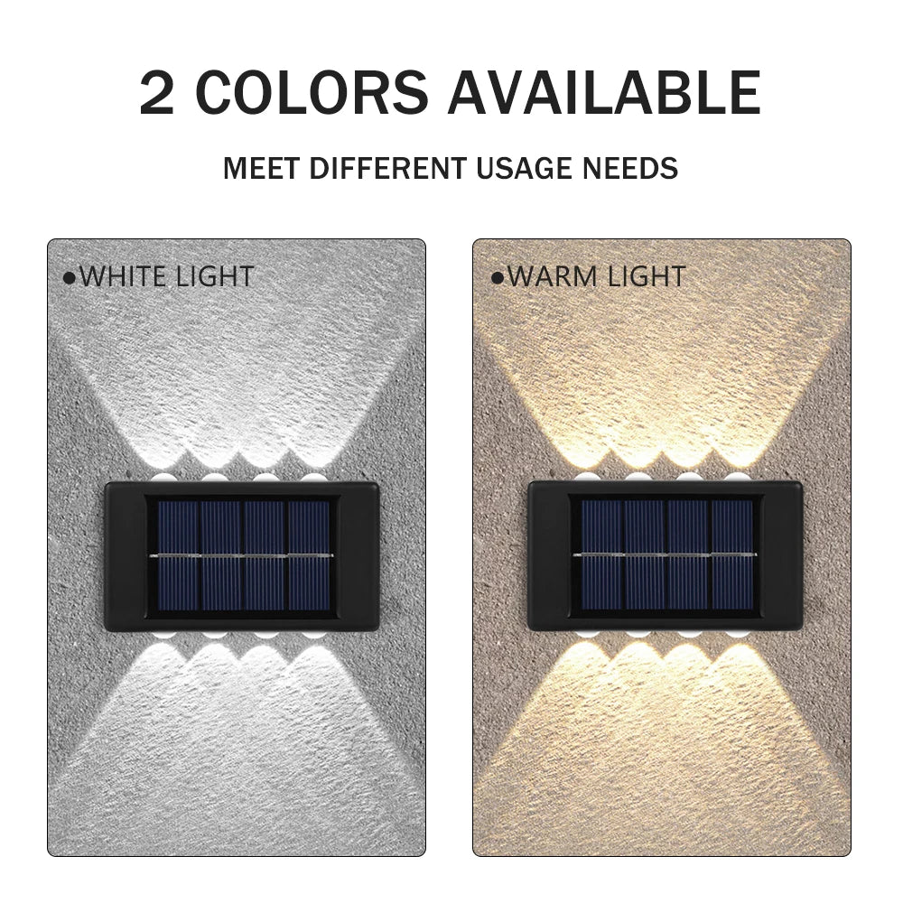 10/8/6/4LED Solar Wall Lamp Outdoor Waterproof Up and Down Luminous Lighting for Garden Fence Decoration Sunlight Light