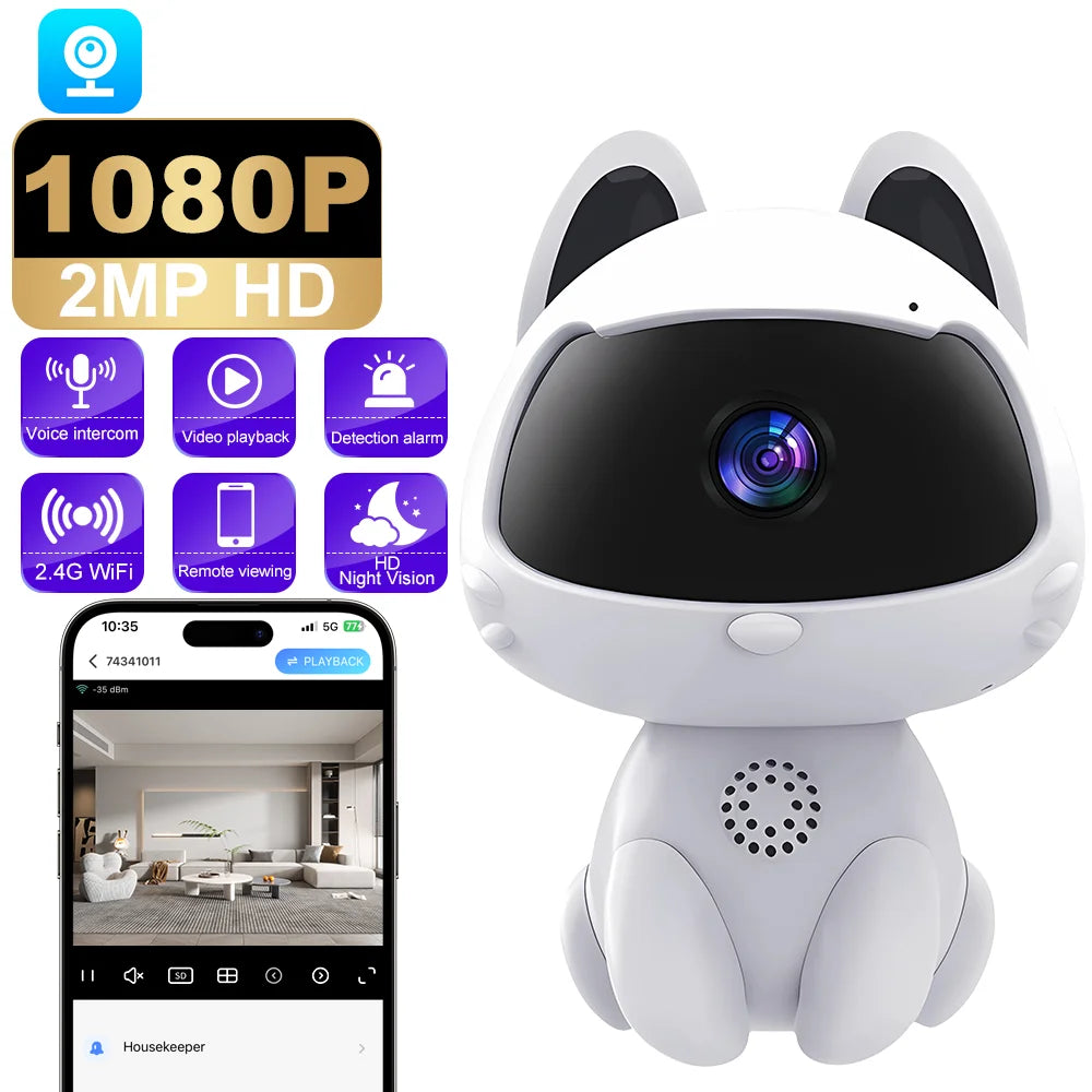 Smart Indoor WiFi Camera for Baby & Pets – Two-Way Audio & Motion Tracking