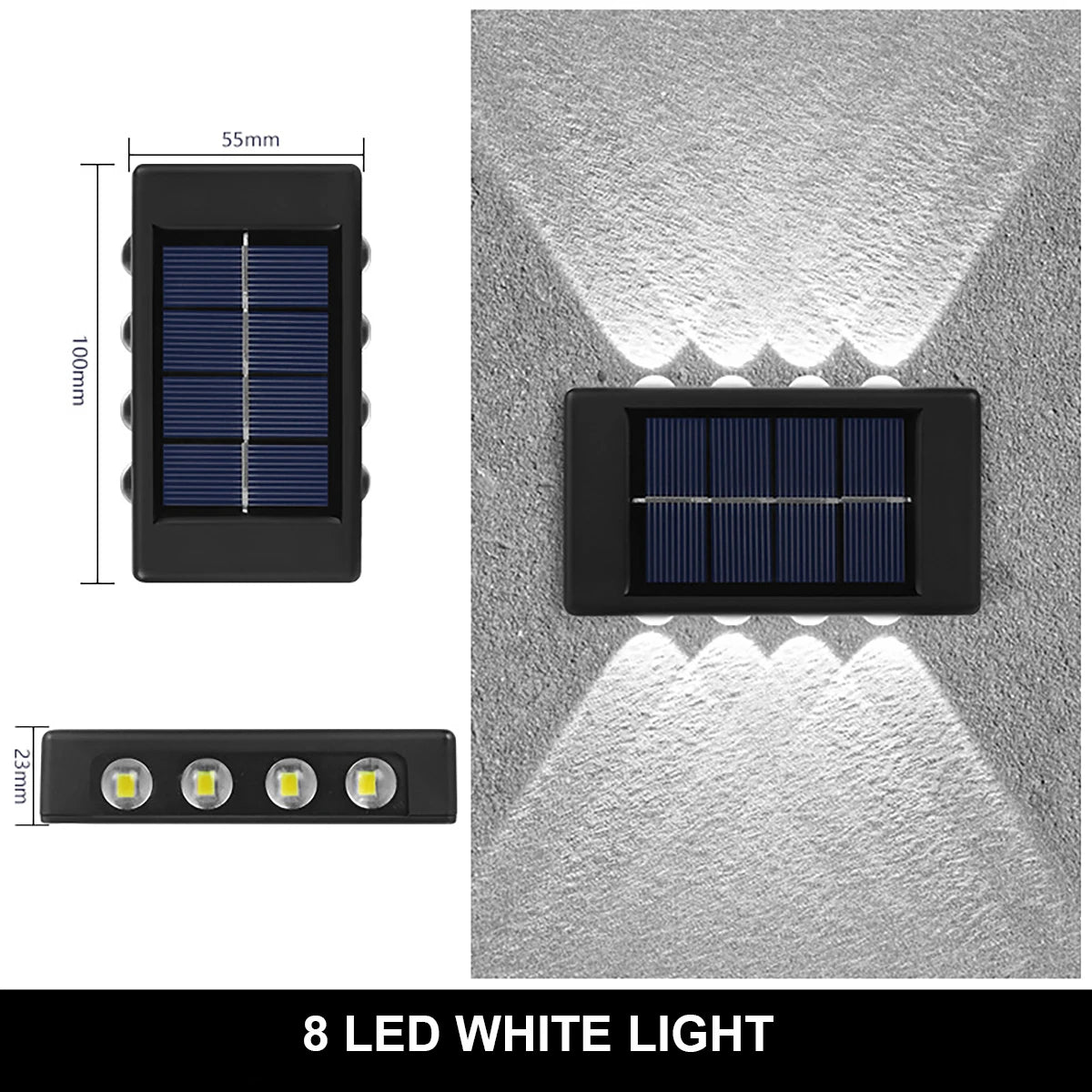 10/8/6/4LED Solar Wall Lamp Outdoor Waterproof Up and Down Luminous Lighting for Garden Fence Decoration Sunlight Light