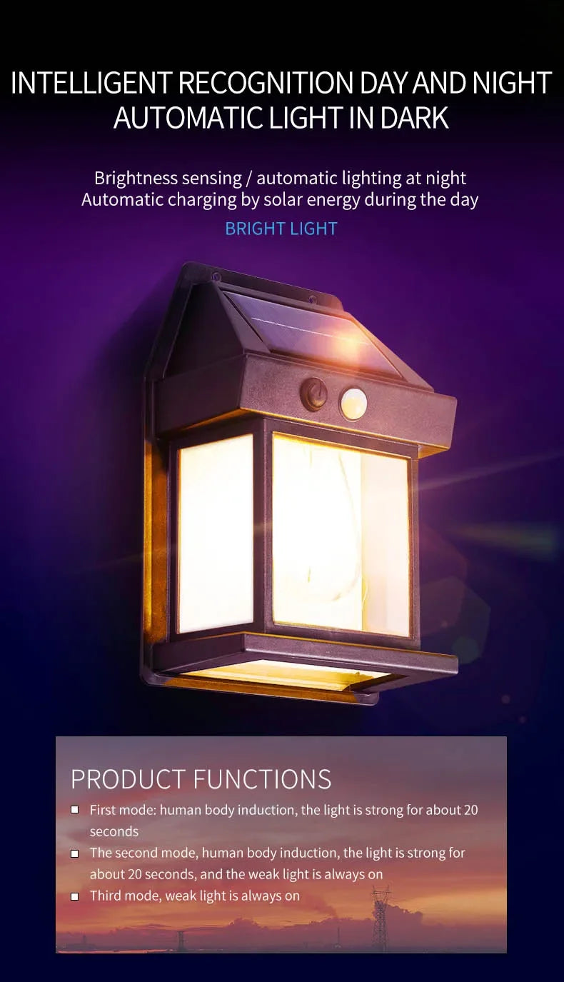 Solar Wall Lantern – Waterproof LED Outdoor Garden Light