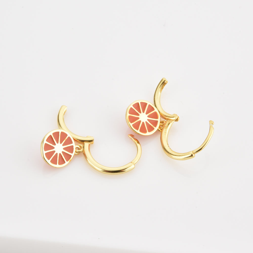 925 Sterling Silver Orange Drop Earrings – Gold Finish