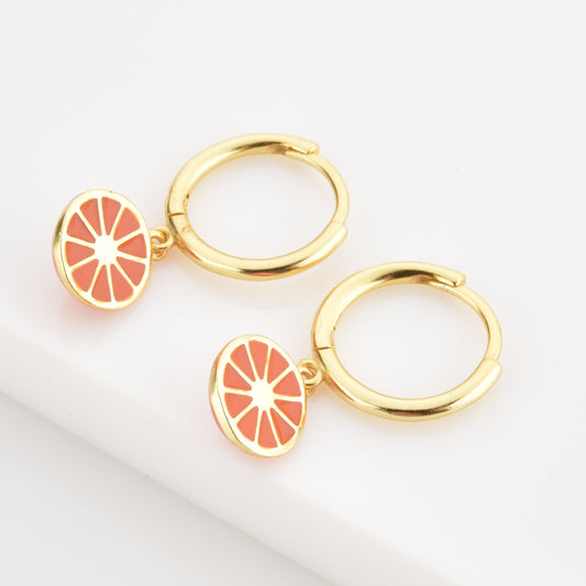 925 Sterling Silver Orange Drop Earrings – Gold Finish